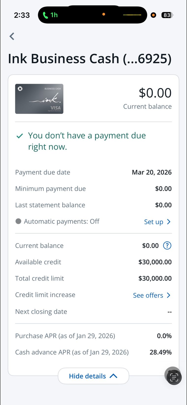 Client business credit card approval