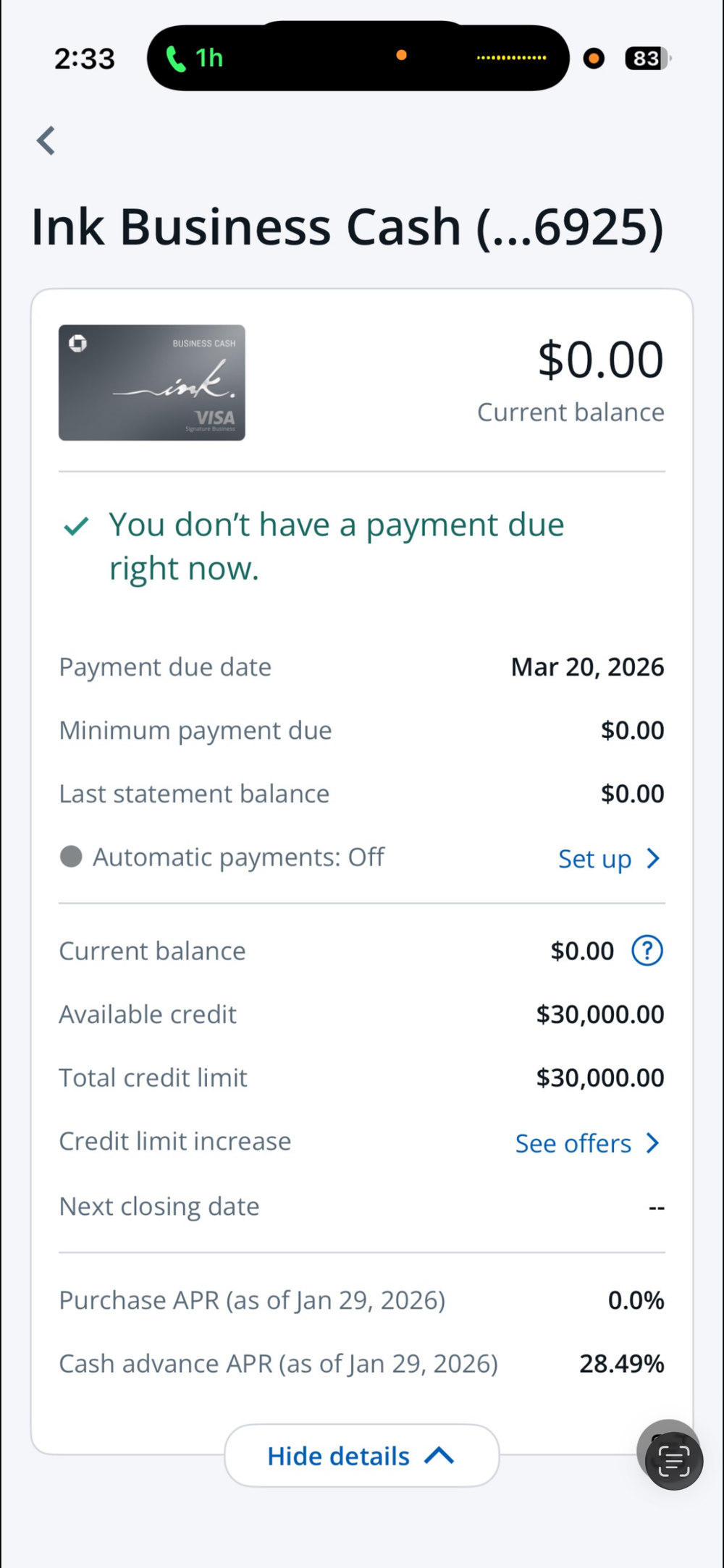 Client business credit card approval