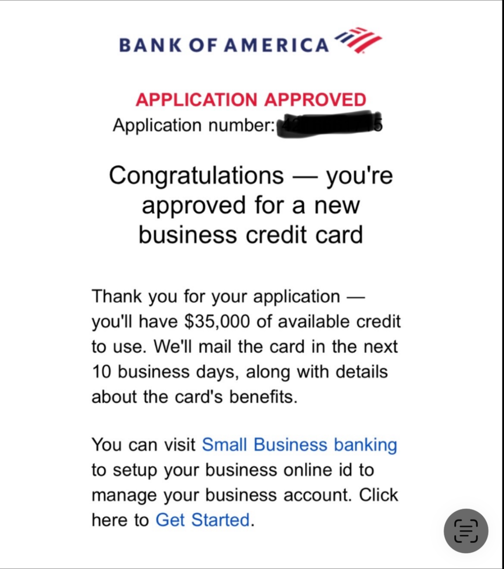 Client business credit card approval